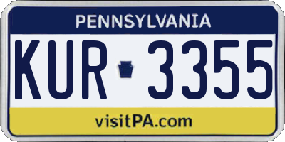 PA license plate KUR3355