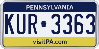 PA license plate KUR3363