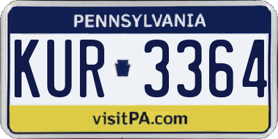 PA license plate KUR3364