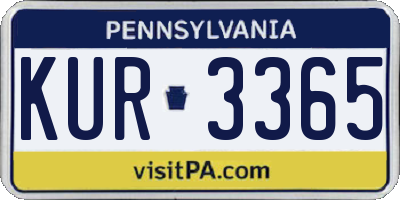 PA license plate KUR3365