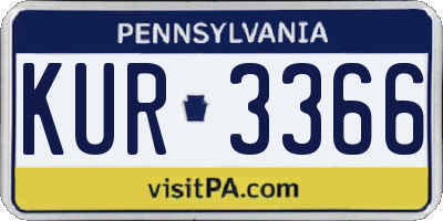 PA license plate KUR3366