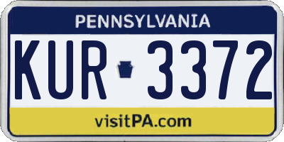 PA license plate KUR3372