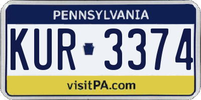 PA license plate KUR3374
