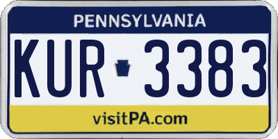 PA license plate KUR3383
