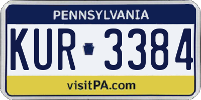 PA license plate KUR3384
