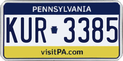 PA license plate KUR3385