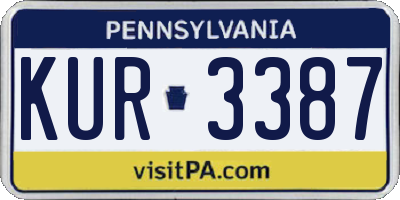 PA license plate KUR3387
