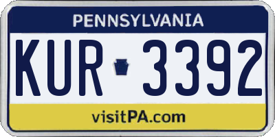 PA license plate KUR3392