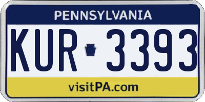 PA license plate KUR3393