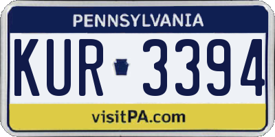 PA license plate KUR3394