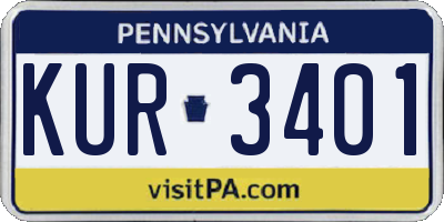 PA license plate KUR3401
