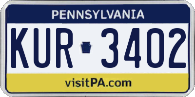 PA license plate KUR3402