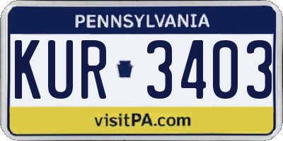PA license plate KUR3403