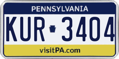 PA license plate KUR3404