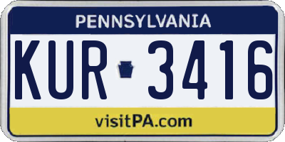 PA license plate KUR3416