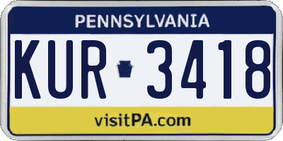 PA license plate KUR3418