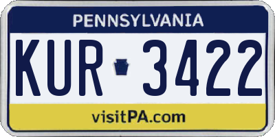 PA license plate KUR3422
