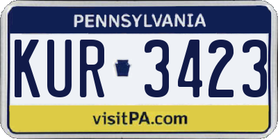 PA license plate KUR3423