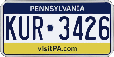 PA license plate KUR3426