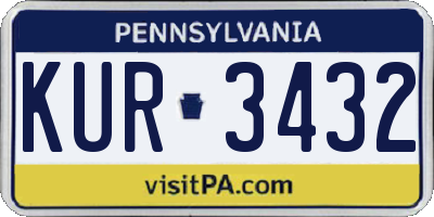 PA license plate KUR3432
