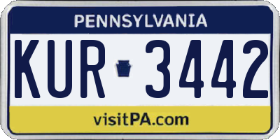 PA license plate KUR3442