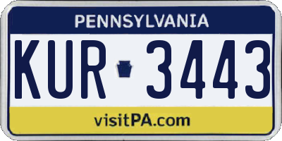 PA license plate KUR3443