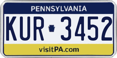 PA license plate KUR3452