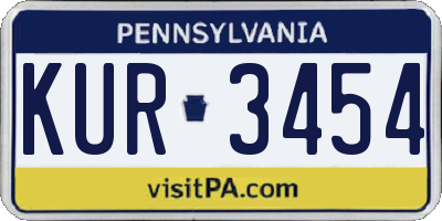 PA license plate KUR3454