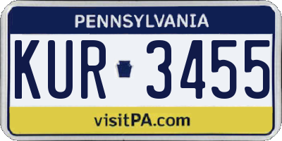 PA license plate KUR3455