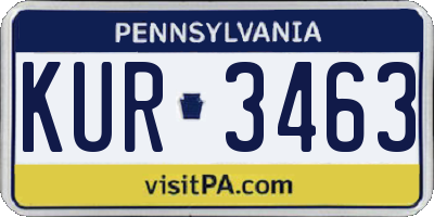PA license plate KUR3463