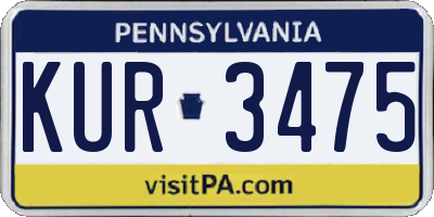 PA license plate KUR3475
