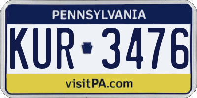 PA license plate KUR3476