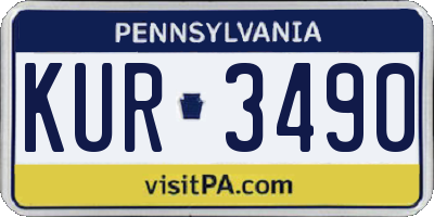 PA license plate KUR3490