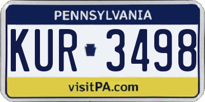 PA license plate KUR3498