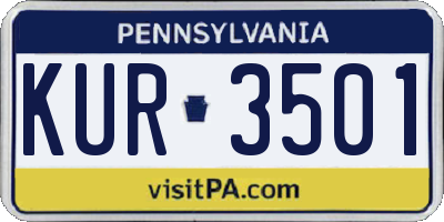PA license plate KUR3501