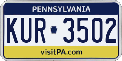 PA license plate KUR3502