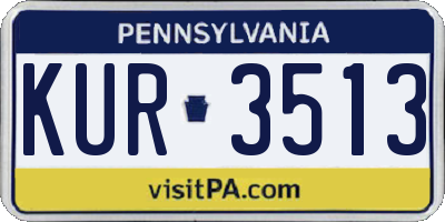 PA license plate KUR3513
