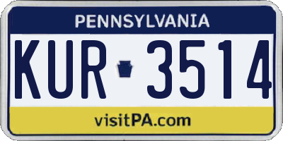 PA license plate KUR3514