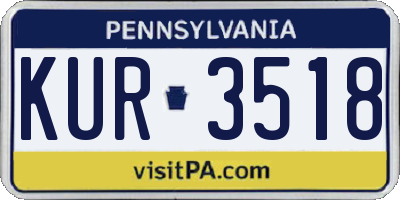 PA license plate KUR3518