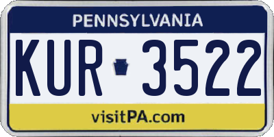 PA license plate KUR3522