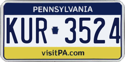 PA license plate KUR3524
