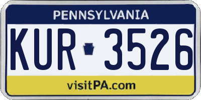 PA license plate KUR3526