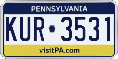 PA license plate KUR3531