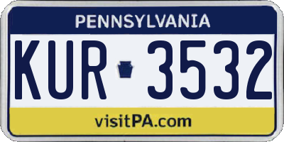 PA license plate KUR3532