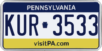 PA license plate KUR3533