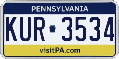 PA license plate KUR3534