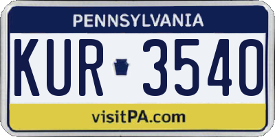 PA license plate KUR3540