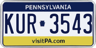 PA license plate KUR3543