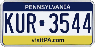 PA license plate KUR3544
