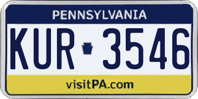 PA license plate KUR3546